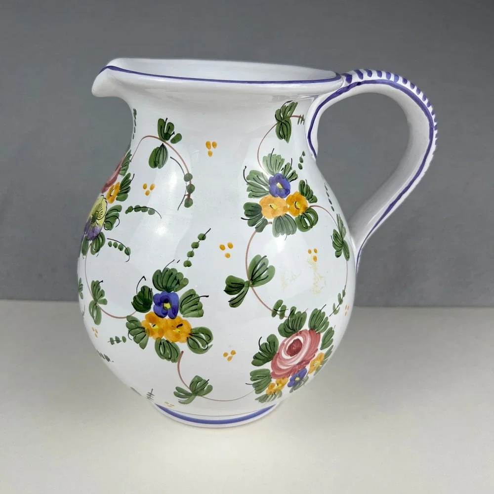 VTG Pitcher Made in Italy L. Pardi Floral Pitcher 7.5